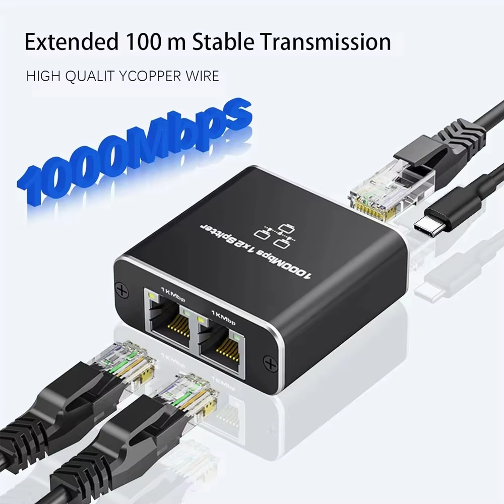 Smart Home Hub 2 - شبكة الفاصل 1000Mbps Hub 1 إلى