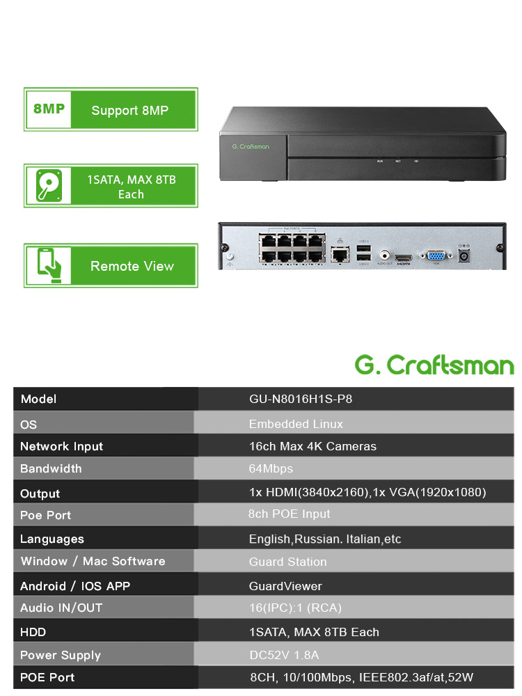 مسجل فيديو شبكي C-U، 8CH POE،  - مراجعة Smart Home Microsoft وسعره