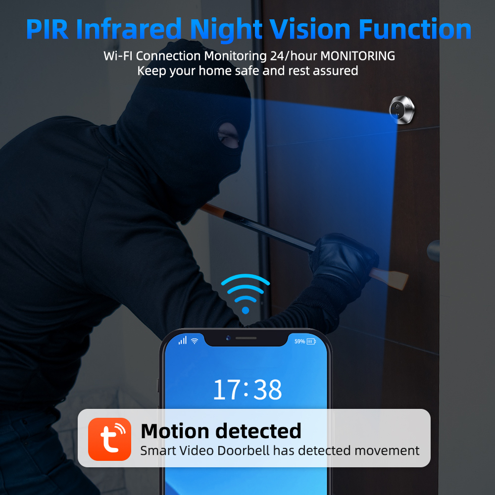 1080P واي فاي ثقب الباب تويا ا - مراجعة Smart Home Video وسعره